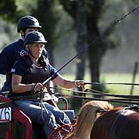 Laurie Astegiano competes at the 2011 FEI World Pony Driving Championship (Marie de Ronde)