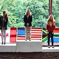 Anne Pateman (center), Five-Gaited Section Individual Gold medalist (Erin DesNoyers)