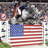 Nicola Philippaerts and H&M Harley vd Bisschop, winners of the $50,000 International Jumper Speed Final on Military Night. Photo: Shawn McMillen Photography