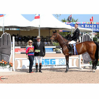 Kalvin Dobbs, mounted on Winde, won $2,000 in bonus money after winning the $10,000 High Junior Jumper Classic