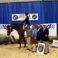 USEF/Cacchione Cup winner Cori Reich with her Centenary coaches Michael Dowling, Heather Clark, Olympian Peter Leone, IHSA Executive Director Bob Cacchione. Photo by Rich Ormonowski