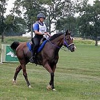 Cassandra Roberts of the USA Southeast and Viktory Banner finishing the 75-mile endurance race (Brant Gamma Photography)