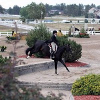 Farmer and Unspoken down the bank to the trot jump