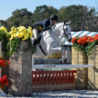 (c) ESI Photography. Kimberly Maloomian and Urlala jump to win the $1,500 Platinum Performance Hunter Prix.