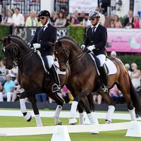 Michael Klimke and Christoph Koschel performed a pas de deux sponsored by John and Leslie Malone. Dressage letters and jump standards at the event carried the names of new COTA sponsors Gardy Bloemers & Nick Duke.