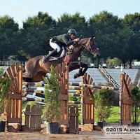 Vale and E.S. Finou 4 fly over an oxer in last night's $35,000 Classic Company Grand Prix.