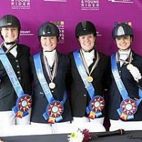 Dressage Junior Team Gold medalists from Canada-Ontario - Vanessa Creech-Terauds, Yanina Woywitka, Georgia Wade, and Alexandra Meghji (SusanJStickle.com)